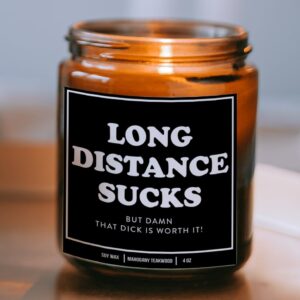 YouNique Designs Long Distance Candle, 4 Ounces, Long Distance Relationship Gifts, I Miss You Gift for Him, White All Natural Soy Vegan Aromatherapy Candles (Mahogany Teakwood A 4 oz)