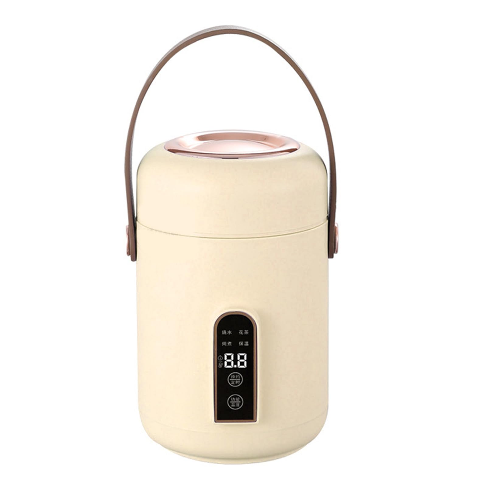 BTSEURY Portable Electric Stewpot,Multifunction Efficient Heating Mini Rice Cooker for Soup Porridge for Home Kitchen Office (Beige)