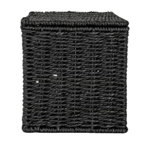 Household Essentials Small Handwoven Paper Rope Wicker Basket with Lid, Black