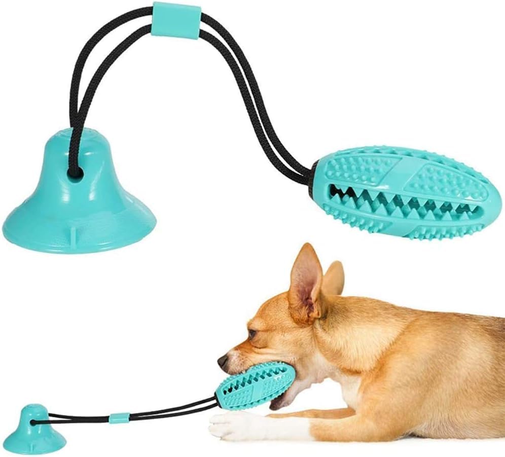 PrimePetPlay Suction Cup Dog Chew Toy - Bite Resistant and Durable - Perfect for Aggressive Chewers - Dental Health and Interactive Play, Sky Blue