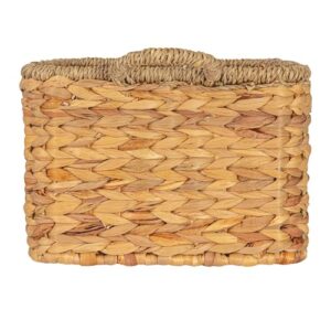 Household Essentials Rectangular Handwoven Water Hyacinth and Seagrass Basket with Handles, Natural