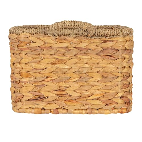 Household Essentials Rectangular Handwoven Water Hyacinth and Seagrass Basket with Handles, Natural