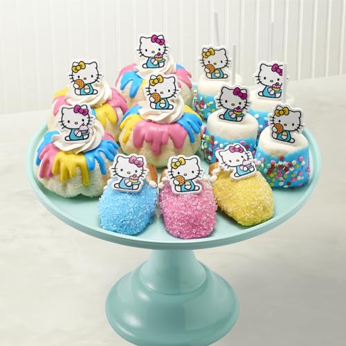 DecoPac Hello Kitty® Rings, Cupcake Decorations Featuring Hello Kitty and Mimmy, Pink And Yellow - 24 Pack