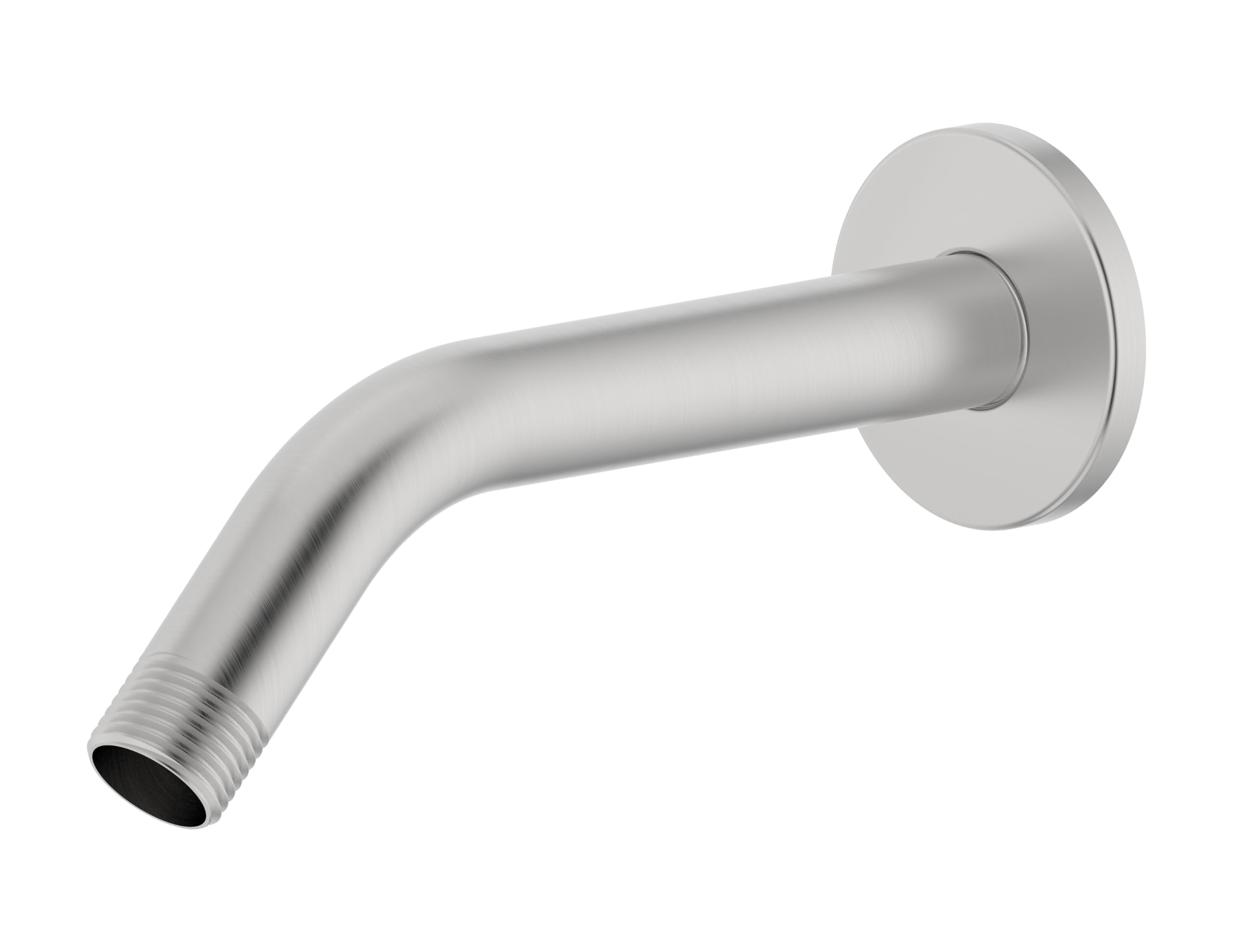 Derengge Shower Arm with Flange,6.5Inch Brushed Nickel Wall Mount Replacement Arm, Angle Shower Head Arm for Fixed Shower Head,RP-1121-BN