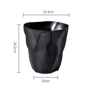 Qianly Wastebasket Trash Can Nordic Dustbin Decorative Rubbish Bin Garbage Can Waste Bin for Kitchen Bedroom Laundry Indoor Toilet, Black