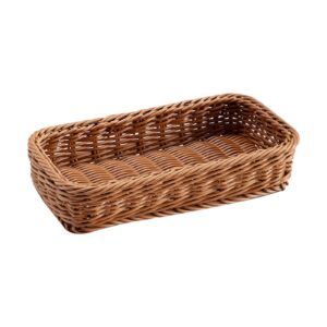 IEUDNS Rattan Storage Basket Wicker Organizer Woven Wicker Box Key Holder Rectangular Woven Basket for Living Room Bedroom Shelf