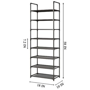 MUAHRCE 8-Tier Tall Shoe Rack for Closet, Entryway, Adjustable Sturdy Durable Shoe Shelf,Narrow Shoe Stand Organizer (18" W×10" D×58" H,White)