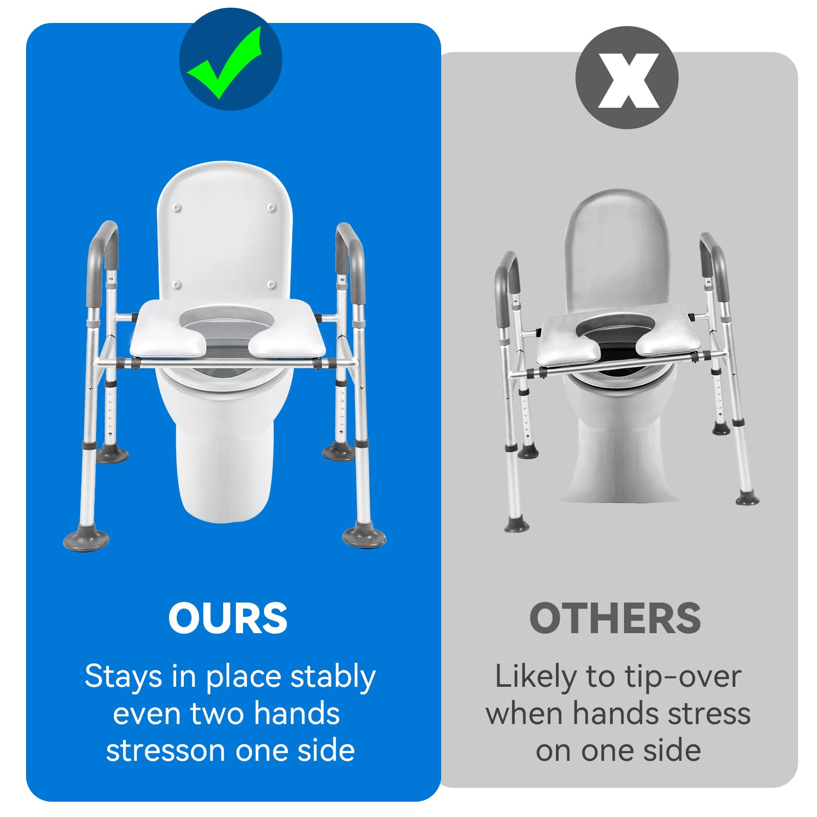 Arctikmint Raised Toilet Seat with Handles, Adjustable Commode Chair for Toilet with Arms, Toilet Seat Risers for Seniors, Shower Commode Chair, 350lb Handicap Toilet Seat