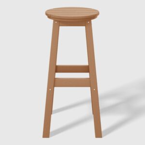 westintrends 29" hdpe outdoor patio round bar stool, teak