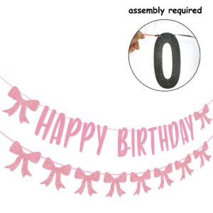 Coquette Happy Birthday Banner Pink Bow Happy Birthday Banner Garland for Coquette Birthday Party Bow Birthday Party Decorations