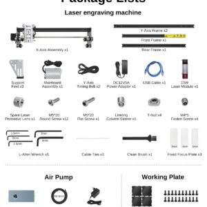LASER TREE 80W Laser Engraver, 10000mW(10W) Laser Output Laser Engraving Cutter with Air Assist Pump & Magnetic Pad Kit, Built-in FAC, Eye Protection Laser Engraver for Wood Acrylic, Leather, Class 4