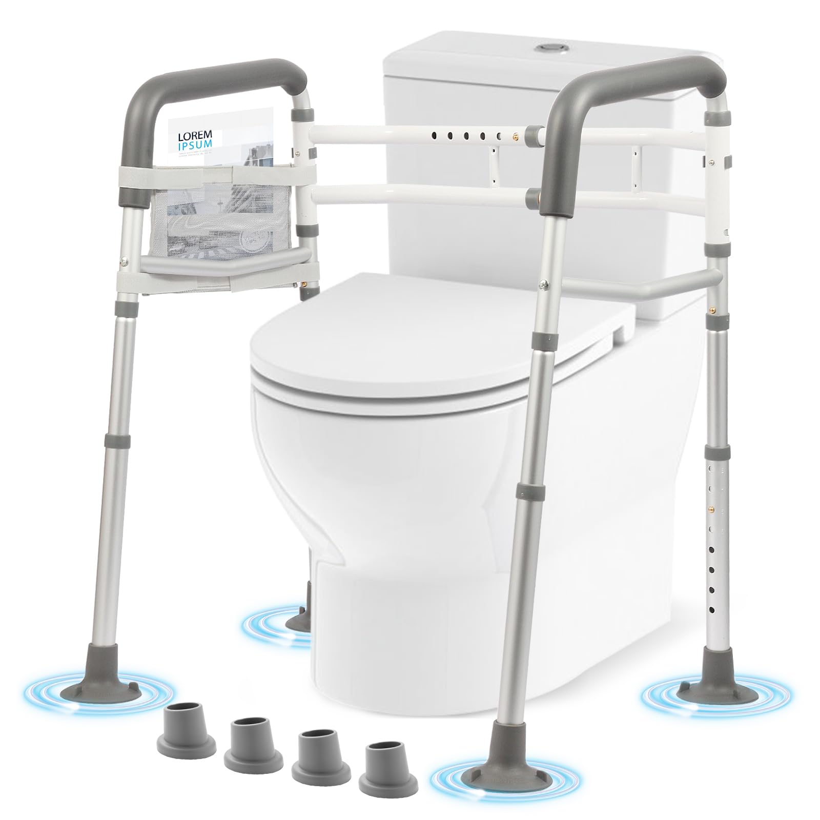 Rirsye Heavy-Duty Toilet Safety Rails- 500 lbs Capacity - Adjustable, Easy Installation Toilet Safety Frame with Handles, Sturdy Bathroom Safety Frame for Elderly, Handicap, Disabled