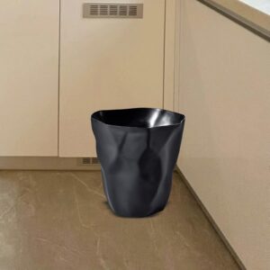 Qianly Wastebasket Trash Can Nordic Dustbin Decorative Rubbish Bin Garbage Can Waste Bin for Kitchen Bedroom Laundry Indoor Toilet, Black