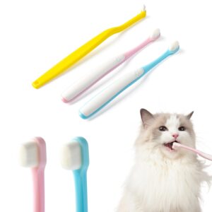 e.m&s.t by emmeliestella small dog & cat toothbrush micro head, cat dental care, pets toothbrush, oral hygiene, easy to handle, deep clean, extra soft bristles, independent packaging, blue&pink 3pcs