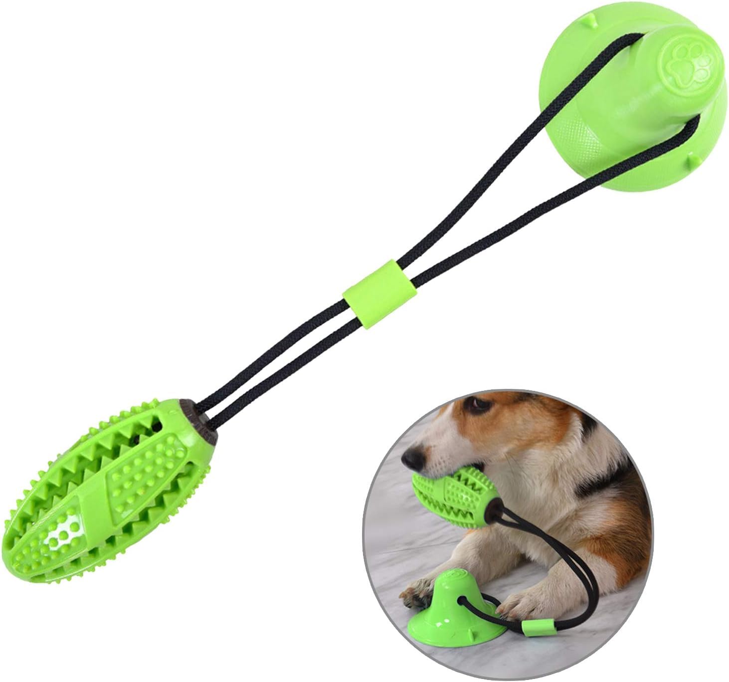 PrimePetPlay Suction Cup Dog Chew Puzzle Toy - Bite Resistant and Durable - Perfect for Aggressive Chewers - Dental Health and Interactive Play, Suitable for Small, Medium & Large Dogs, Green