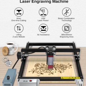 LASER TREE 80W Laser Engraver, 10000mW(10W) Laser Output Laser Engraving Cutter with Air Assist Pump & Magnetic Pad Kit, Built-in FAC, Eye Protection Laser Engraver for Wood Acrylic, Leather, Class 4