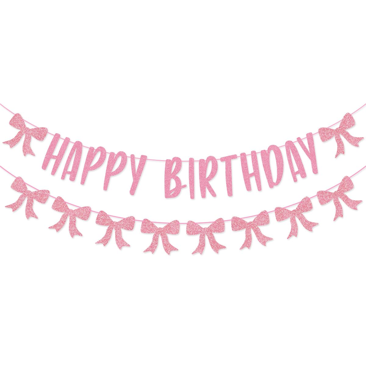 Coquette Happy Birthday Banner Pink Bow Happy Birthday Banner Garland for Coquette Birthday Party Bow Birthday Party Decorations