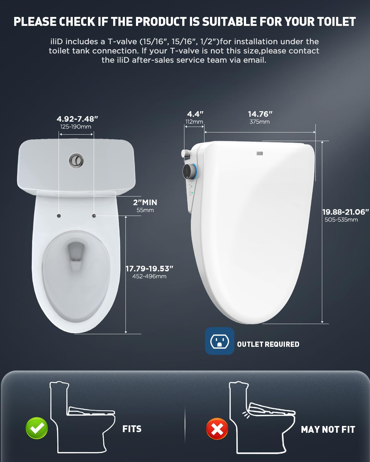 iliD Smart Bidet Toilet Seat, Electric Elongated Ecoseat with Four Cleaning Modes, Adjustable Angle and Pressure, Remote Control, Slow Close Lid, Easy Installation, 2 Year Warranty