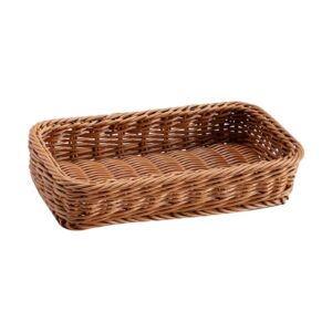 IEUDNS Rattan Storage Basket Wicker Organizer Woven Wicker Box Key Holder Rectangular Woven Basket for Living Room Bedroom Shelf