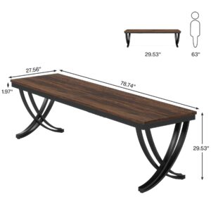 Tribesigns 2-Person Office Computer Desk, 78.7-Inch Extra Long Desk, Large Double Desk for Home Office, Workstation Work Desk for Two People with Stylish Legs, Rustic Brown