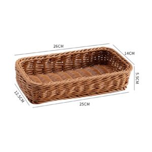 IEUDNS Rattan Storage Basket Wicker Organizer Woven Wicker Box Key Holder Rectangular Woven Basket for Living Room Bedroom Shelf