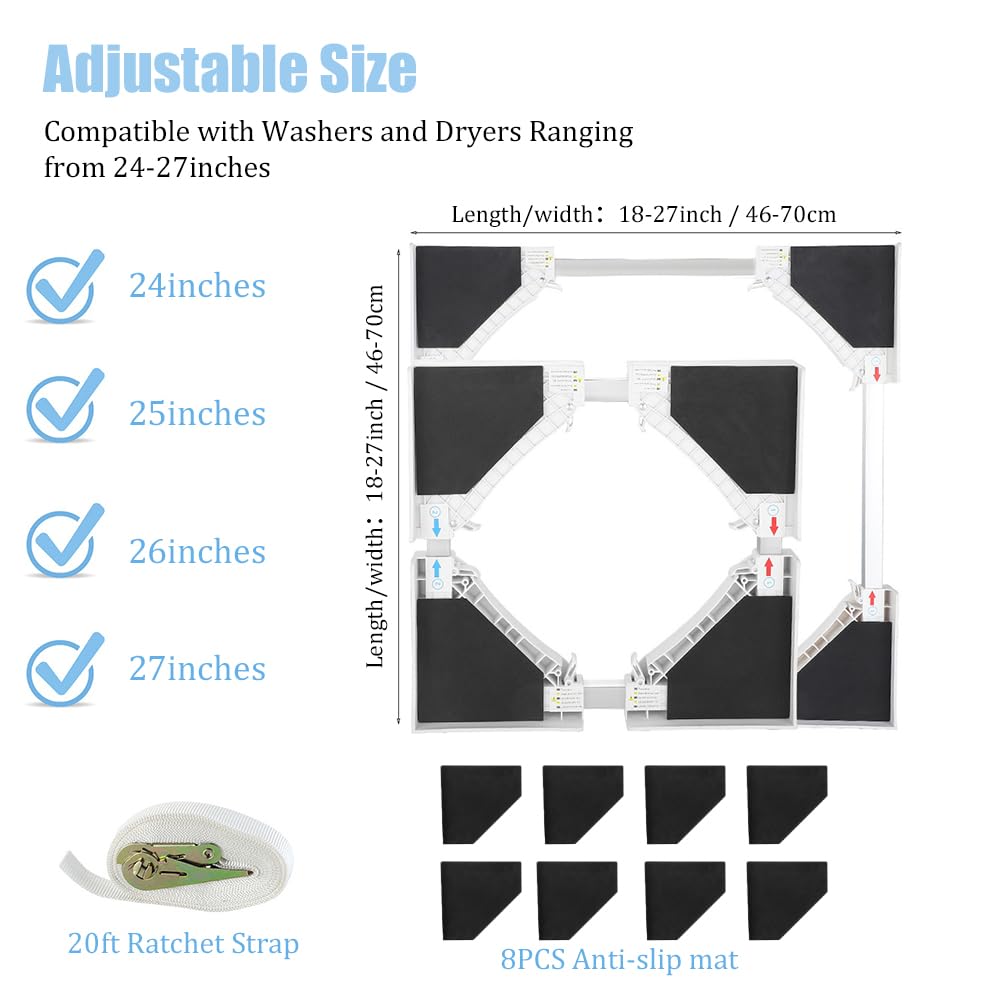 Washer Dryer Stacking Kit, Adjustable Stacking Kit Retractable Washer Dryer Stacking Kit for 24-27Inch Washer and Dryer Set