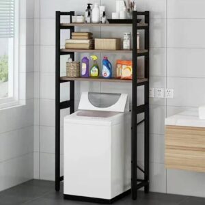 curfair 3 Tier Over The Toilet Storage, Laundry Room Over Toilet/Dryer/Washer Shelf, Toilet Stand Dryer/Washing Machine Rack, Bathroom Space Saver Over Toilet Organizer Rack Black