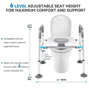 Arctikmint Raised Toilet Seat with Handles, Adjustable Commode Chair for Toilet with Arms, Toilet Seat Risers for Seniors, Shower Commode Chair, 350lb Handicap Toilet Seat