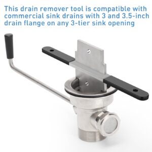 BoomBa Waste Drain Tool for 3 Tier Sink in Commercial Kitchens - Stainless Steel Twist Waste Drain Tool and Lever Waste Plumbing Drain Tool, Silvery, 0201478