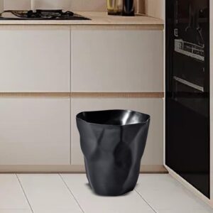 Qianly Wastebasket Trash Can Nordic Dustbin Decorative Rubbish Bin Garbage Can Waste Bin for Kitchen Bedroom Laundry Indoor Toilet, Black