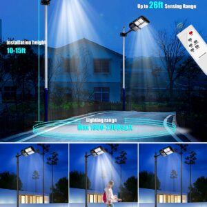 VENSSTNOR 600W Solar Street Lights Outdoor - 6500K 60000LM LED Street Lights with Motion Sensor Dusk to Dawn Ip67 Waterproof, Solar Parking Lot Lights for Garage,Yard,Driveway,Garden