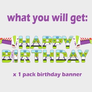 Light inspired Year Birthday Decorations Buzz Birthday Banner Party Supplies for Cartoon Story 1st 2nd 3rd 4th 10th Bday Decor(Purple)