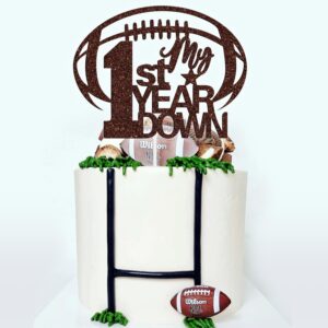 My 1st Year Down Cake Topper, American Football Touchdown One Year Birthday Party Decoration, Sports Theme Baby Shower / 1st Birthday Party Decorations Supplies for Boys