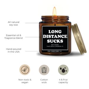 YouNique Designs Long Distance Candle, 4 Ounces, Long Distance Relationship Gifts, I Miss You Gift for Him, White All Natural Soy Vegan Aromatherapy Candles (Mahogany Teakwood A 4 oz)