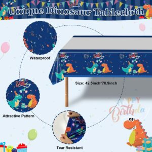 HJINGY 140 PCS Dinosaur Birthday Party Decorations, Blue Dinosaur Party Decorations for Boys Includes Dinosaur Balloons, Customized Backdrop, Tablecloth for Dinosaur Baby Shower Decorations