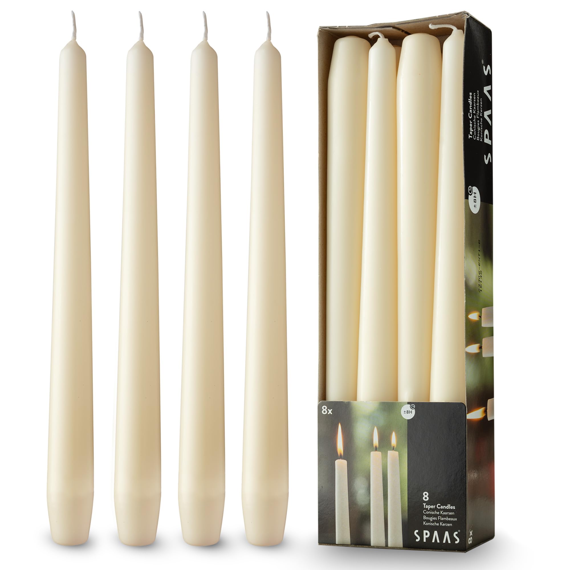 Rambue 10" Ivory Taper Candles - 8 Pack Classic Ivory Candlesticks - Dripless Cream Tapered Candlesticks for Weddings, Dinner Candles, and Home Decor - 8 Hours Burn Time