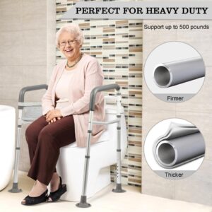 Rirsye Heavy-Duty Toilet Safety Rails- 500 lbs Capacity - Adjustable, Easy Installation Toilet Safety Frame with Handles, Sturdy Bathroom Safety Frame for Elderly, Handicap, Disabled