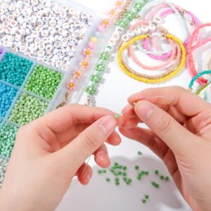 3mm Glass Seed Beads for Bracelet Jewelry Making 24 Colors Bracelet Making Kit for Girls Adults Friendship Bracelet Making Kit with Letter Beads