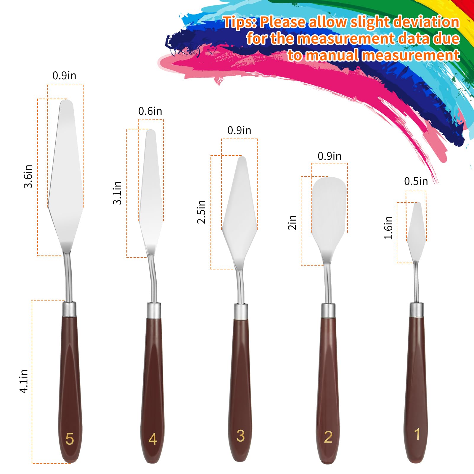 5pcs Palette Knife,Stainless Steel Spatula Palette Knife set, Pallet Knife,Painting Knives,Oil Painting Accessories for Oil, Canvas, Acrylic Painting By EGYPAMID