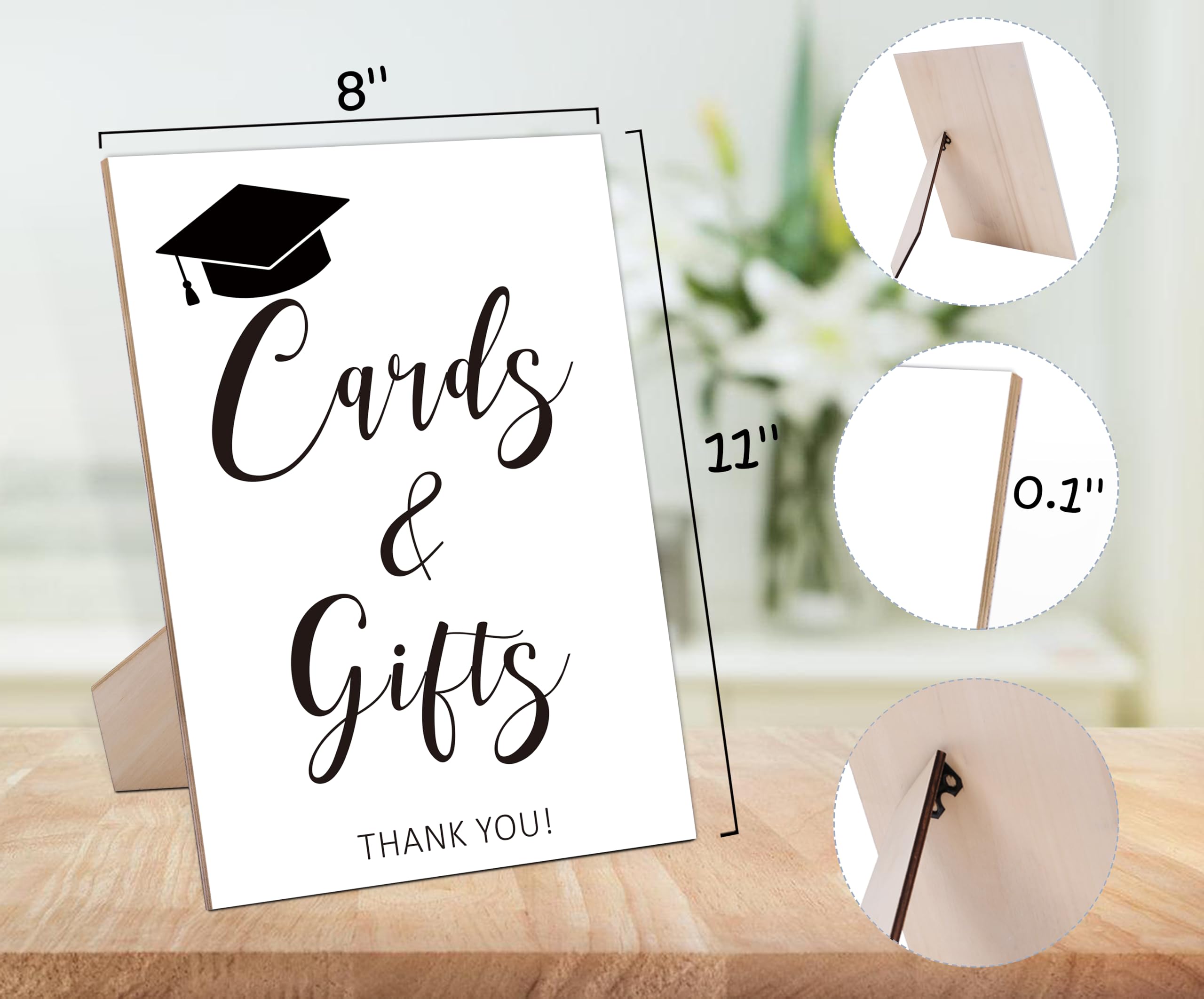 Gifts and Cards Sign with Stand,Modern Graduation Sign,Graduation Decorations Class of 2024,Table Toppers,Artwork Home Shelf Wall Decoration,Graduation Party Supplies Favors Gifts,Farewell Gift,2