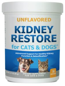 kidney restore cats & dogs unflavored for supporting normal kidney function, creatinine, pet renal kidney health supplement felines canines