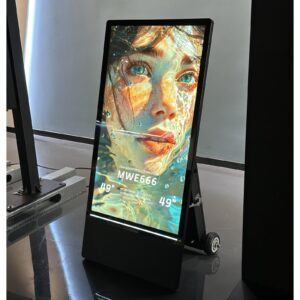 SIOXCFZ 43 inch Rechargeable Portable Outdoor Digital Signage Displays, 4K UHD,IP55 Waterproof, Smart LCD Split Screen, Movable Kiosk, Brightness Auto-Adjustment,Android OS