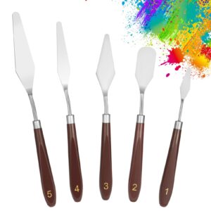 5pcs palette knife,stainless steel spatula palette knife set, pallet knife,painting knives,oil painting accessories for oil, canvas, acrylic painting by egypamid