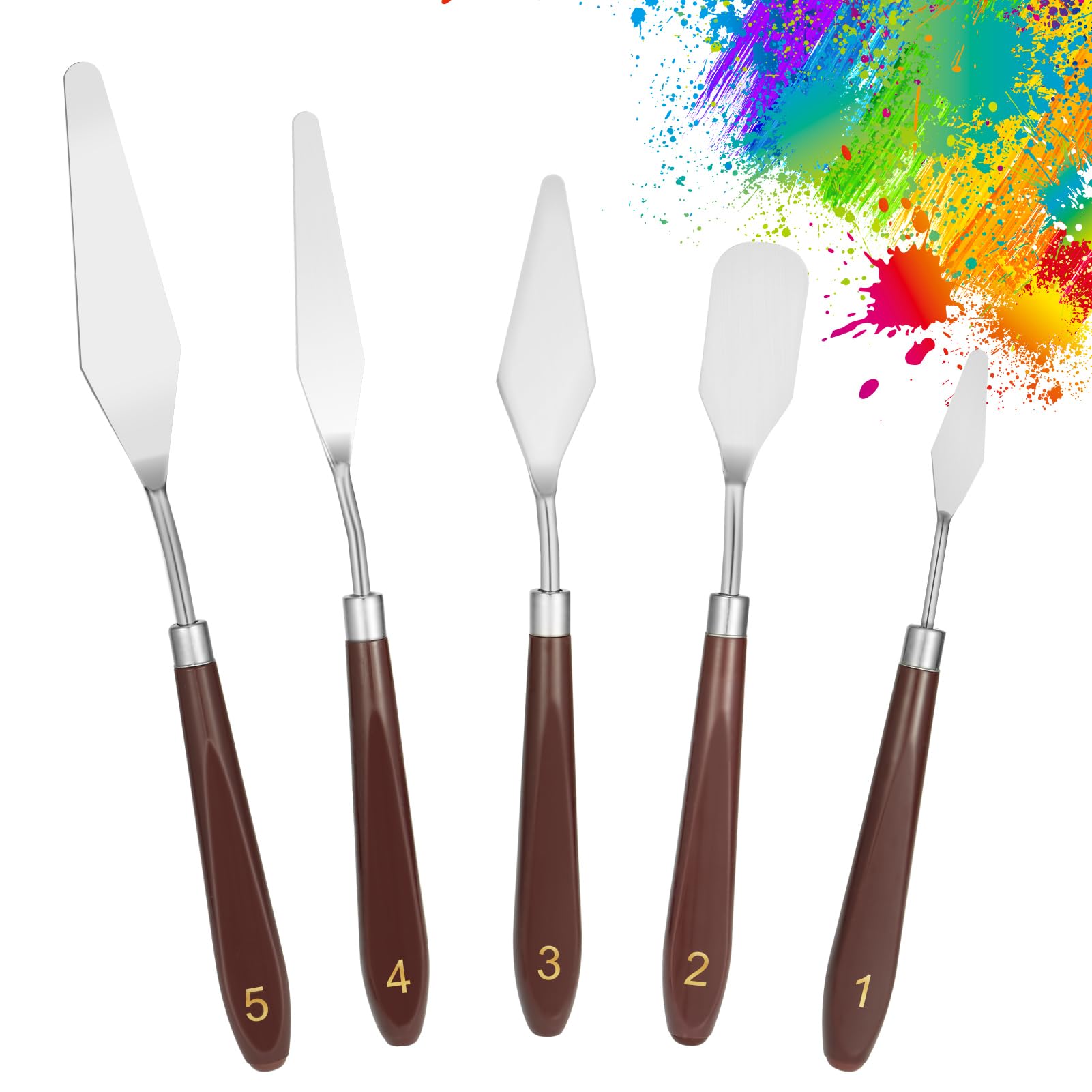 5pcs Palette Knife,Stainless Steel Spatula Palette Knife set, Pallet Knife,Painting Knives,Oil Painting Accessories for Oil, Canvas, Acrylic Painting By EGYPAMID