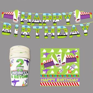 Light inspired Year Birthday Decorations Buzz Birthday Banner Party Supplies for Cartoon Story 1st 2nd 3rd 4th 10th Bday Decor(Purple)