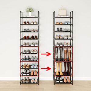 MUAHRCE 8-Tier Tall Shoe Rack for Closet, Entryway, Adjustable Sturdy Durable Shoe Shelf,Narrow Shoe Stand Organizer (18" W×10" D×58" H,White)