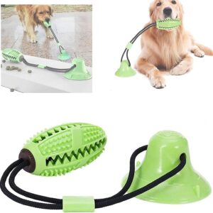 PrimePetPlay Suction Cup Dog Chew Puzzle Toy - Bite Resistant and Durable - Perfect for Aggressive Chewers - Dental Health and Interactive Play, Suitable for Small, Medium & Large Dogs, Green