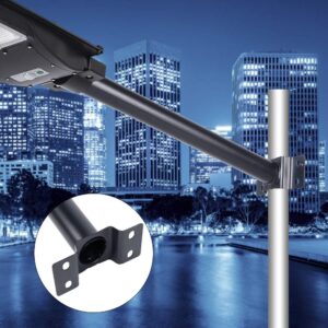 Cyrank Light mounting Bracket, Street Light Pole Mount Solar Lighting Mounting Bracket Black Extension Pole Kit 50cm Wall Light Pole Lamp Holder