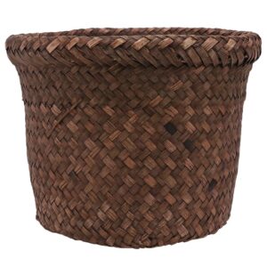 cabilock storage basket willow woven waste paper basket rattan garbage bin wicker plant decorative waste bin wicker trash basket wastebasket garbage bin egg seaweed with cover small basket