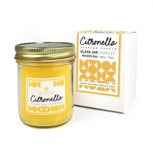 simply soson citronella candle - 8 oz citronella scented mason jar candles yellow - outside candles for garden yard balcony, summer camping - 30 hours burn time